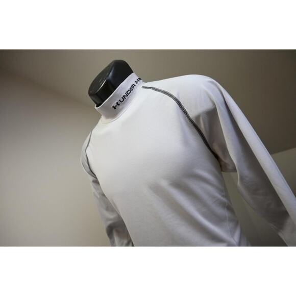 Under Armour Mock TurtleNeck Fitted Gym Shirt ColdGear Gray Mens Large - Picture 1 of 12